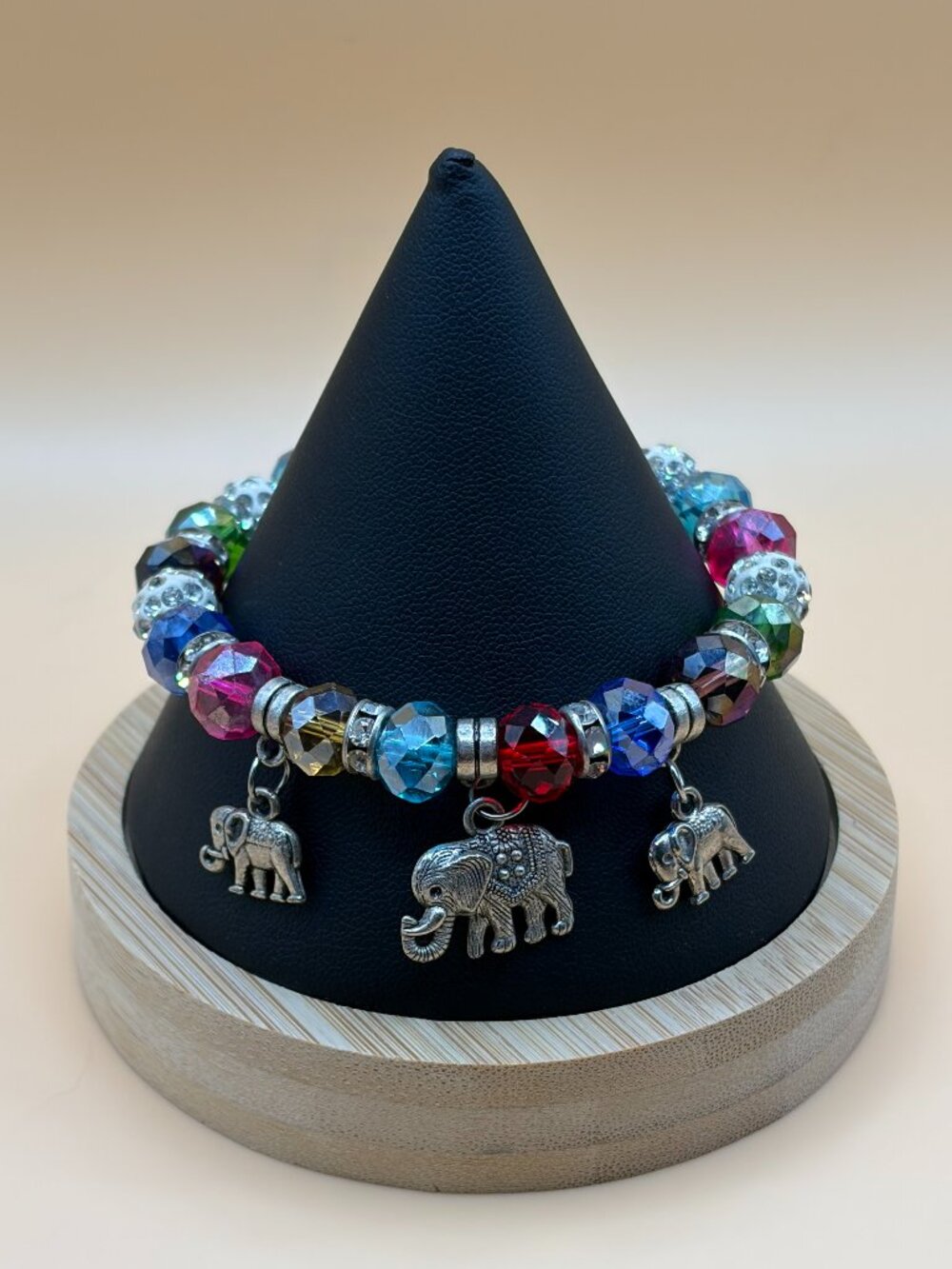 Colorful Stretch Bracelet with Elephant Charms
